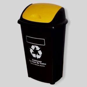 Basurero ecológico negro/ amarillo 60 lts.