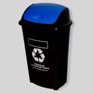 Basurero ecológico negro/azul 60 lts.