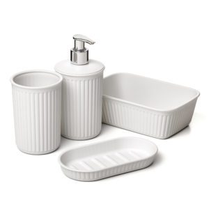 Set 4 Vaso Dosificador Jabonera A6 Baobab Blanco Pergamon